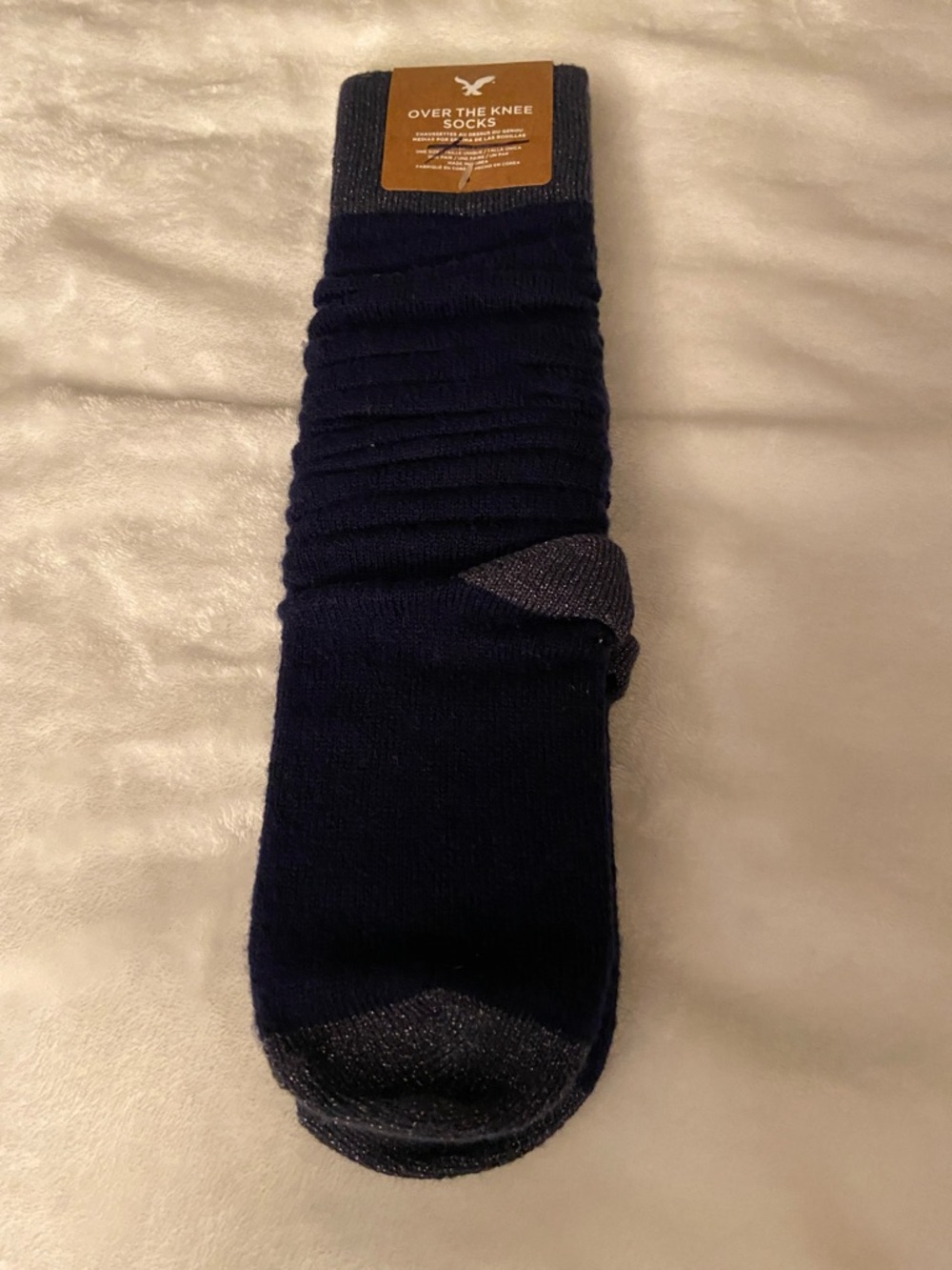 American Eagle Outfitters Navy Over-the-Knee Socks with Metallic Toe n Heel NWT